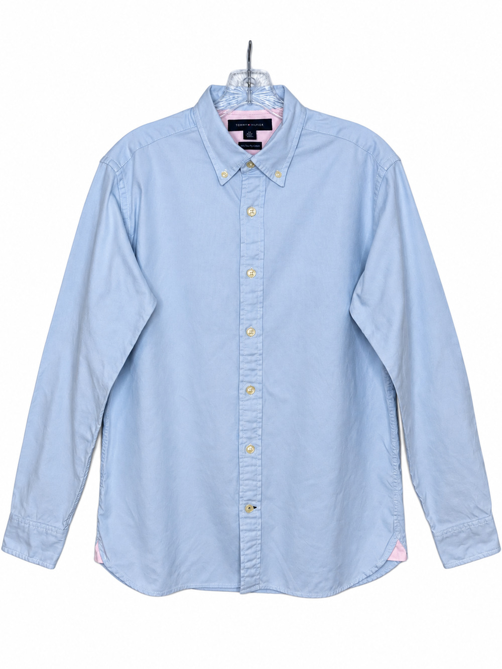 Tommy Hilfiger Men's Medium Powder Blue "80s Two Ply Cotton" Button Down Shirt